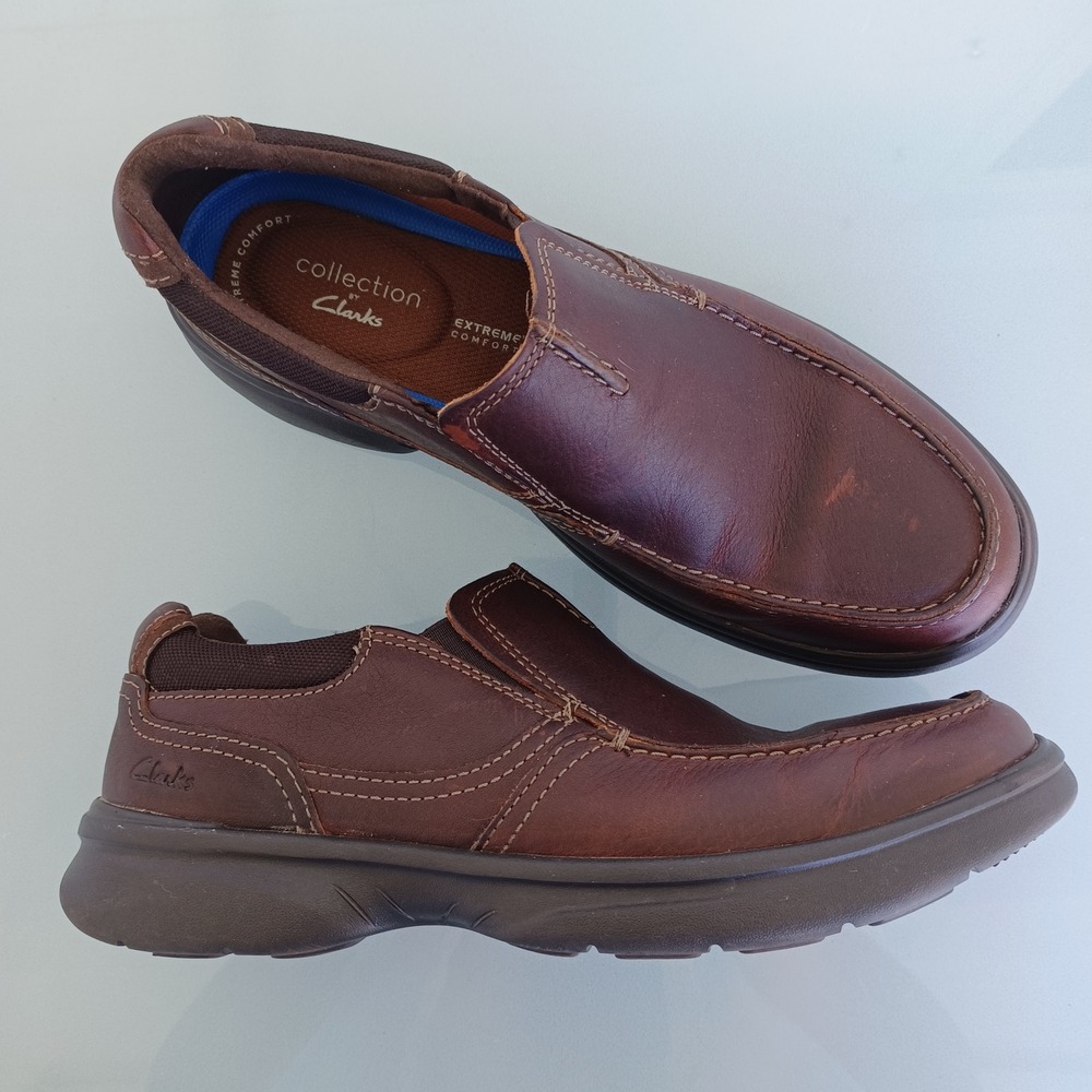 Clarks Collection Mens 9 Brown Leather Extreme Comfort Slip On Loafers 261543667
